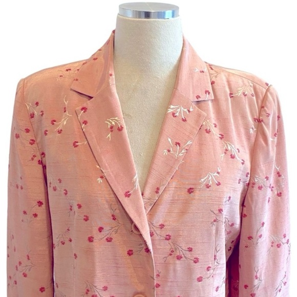 Pink Floral Lightweight Summer/Spring Blazer Jacket Boho Cottagecore Style - Picture 8 of 12